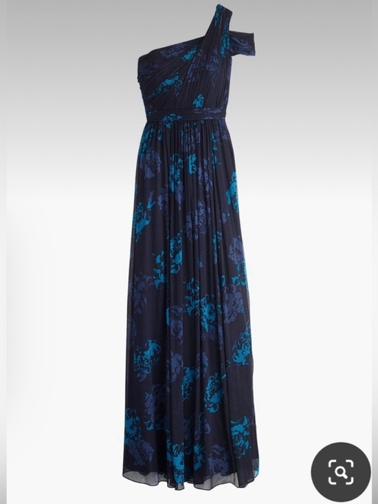 J. Crew Dresses & Skirts - J. Crew Collection Cara Navy Blue Floral One Shoulder Gown | Size 10